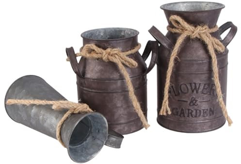 Didiseaon 3pcs Iron Flower Pot Decorative Retro Bucket for Garden Flower Decorations Random Color