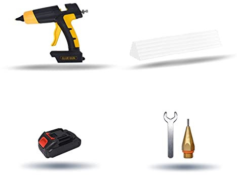 Pistola per colla a caldo, Strumento for pistola for colla a caldo senza fili 120W 12V con controllo della temperatura del display digitale Batteria e ugello sostituibili Utilizzare stick di colla da