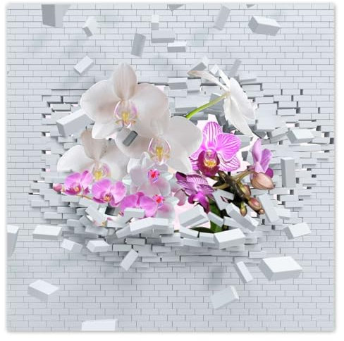 H7812M_NS1AI Stickers muraux Motif orchidée dans le mur 30 x 30 cm