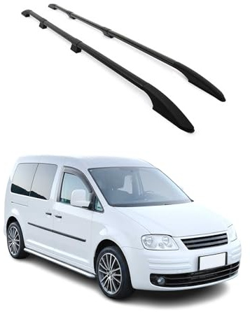Barra de techo OMAC compatible con VW Caddy Maxi 3 2003-2015 L2 Largo RS Aluminio Negro