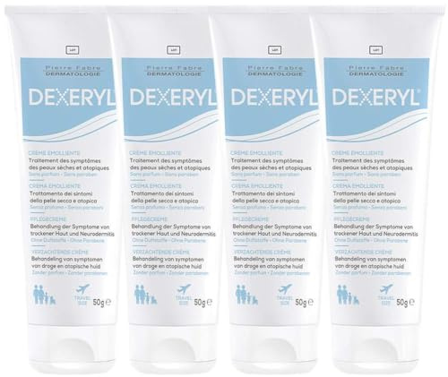 Dexeryl Creme 4 x 50 g Set - Für trockene Haut Pflege und Schutz insbesondere bei verschiedenen Hauterkrankungen wie