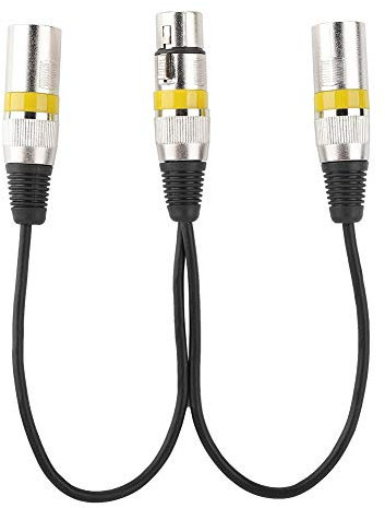 Beufee XLR-Splitterkabel, 30 cm, XLR-Buchse auf Dual-Stecker, Splitter-Adapter, Audio-Mikrofonausbrüche, Patchkabel, Mikrofonkabel, Audio-Adapter(Gelb)