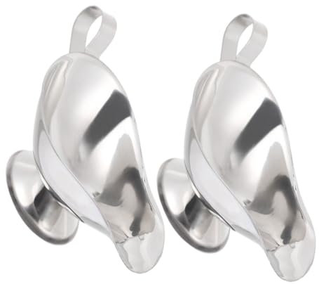 Gatuida 2pcs Stainless Steel Gravy Boat 5oz Condiment Bowl Drip-Free Sauce Container Spout Multi-Purpose Gravy Jug for Salad Dressing Fruit Juice Pepper Sauce