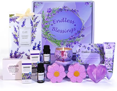 Thank you Teacher Gifts for Women-Lavender Bath Set Pamper Hampers for Her | Get Well Soon Care Package for Her, Bath Bombs for Women Gifts, Relaxation Spa Ladies Self Care Hampers