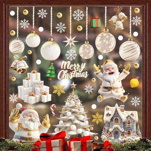 Fensterbilder Weihnachten Selbstklebend Weihnachtsfensterbilder Doppelseitig Fensterbild Weihnachten Wiederverwendbar, Fensterbild für Kinder, Kinder Fensterfolie Weihnachten Winter Static Fenster