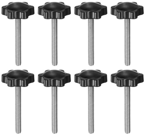 QUARKZMAN 8 Stück Rändelschrauben mit Sterngriff M6 x 55mm x 32mm Sterngriffschraube Kunststoff Knopf Edelstahl 304 Gewindebolzen Klemmschraube Sterngriffmutter Klemmknopf für Maschine