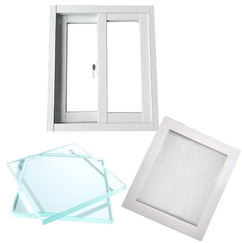 Fenêtres coulissantes à double vitrage blanches avec moustiquaire, fenêtres coulissantes horizontales en verre trempé en aluminium pour poulailler domestique au sous-sol, petite fenêtre coulissante à