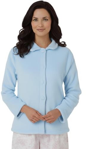 INSIGNIA Womens Luxury Supersoft Fleece Bed Jackets Short Gowns Tops (UK, Numeric, 16, 18, Regular, Regular, Blue)