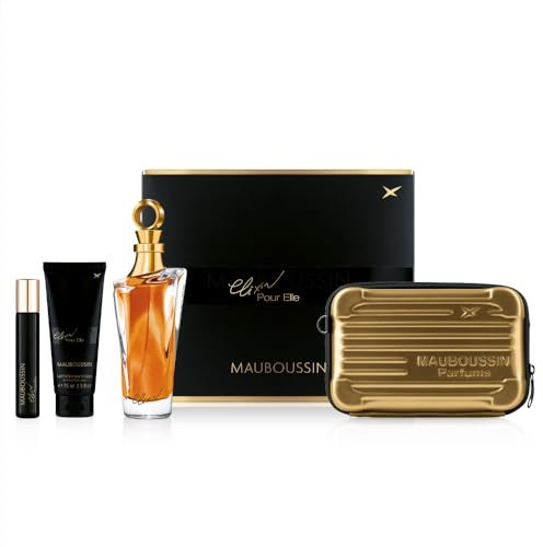 Mauboussin - Coffret Prestige Elixir Pour Elle : Eau de Parfum 100ml, Lait Corps 75ml, Travel Spray 20ml & Sac Bandoulière