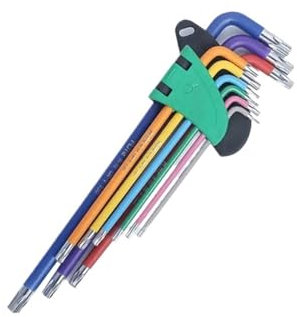 Juego de 9 llaves hexagonales de brazo largo para tornillo Allen de 1,5 mm, 10 mm, kit de herramientas de reparación de bicicletas (juego de llaves TORX incluido)