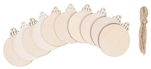 Unlackierte Weihnachts-Holzscheiben, Set mit 10 Holzanhängern für Fenster, Wand, Haustür, Dekorzubehör
