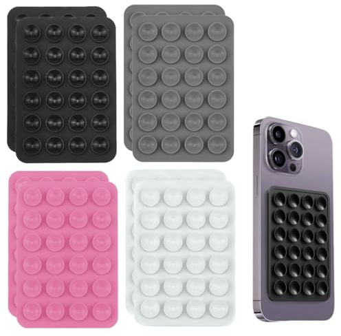 Ventose per Telefono, 8 Pezzi Ventosa per Cellulare, Porta Telefono Antiscivolo, Silicone Ventosa Telefono
