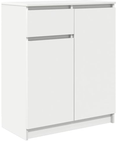 vidaXL Skänk med låda vit 71x35x84 cm konstruerat trä, förvaringsskåp, sideboard skåp, hall skåp, bufféskåp, kök förvaringsskåp