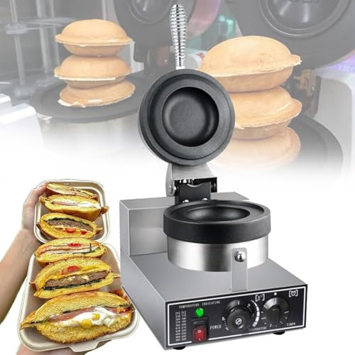 Ice Cream Burger Make Electric Pressburger Machine, Household Commercial Ice Cream Burger Maker Machine, 50-300℃ Non-Stick Pan, Dual-Sided Heating