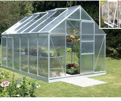 Vitavia Gewächshaus Meridian 1 9900, Aluminium, 9,9 m², 4 mm HKP | Wetterfestes & stabiles Treibhaus | Perfekt für Gemüse & Pflanzen | Robust & langlebig