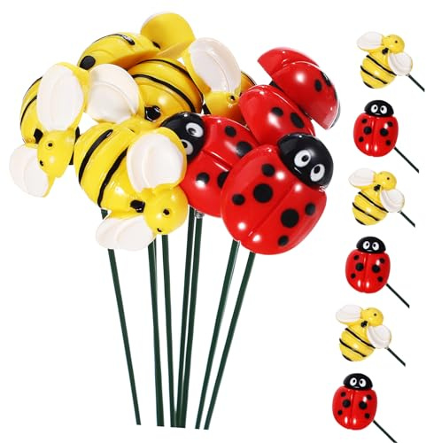 CIMAXIC 20Stücke Teiliges Gartenstecker Mit Bienen Und Marienkäfern Farbenfrohe Gartendekoration Für Garten Und Terrasse Niedliche Insekten Für Lebendige Im Freien
