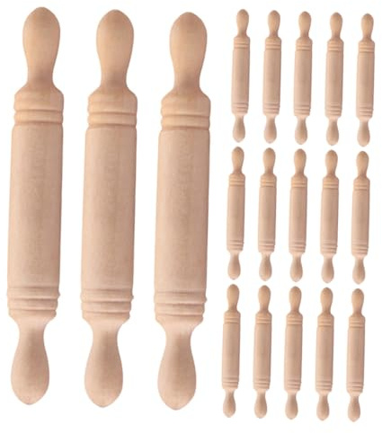 HEALLILY 24pezzi Mini Di Legno Per Ragazzo Ragazza Mini Mattarello Per Dolci e Pasta Accessori Per Cucina Miniatura Per Giocattoli Da Cucina e Scene Miniatura
