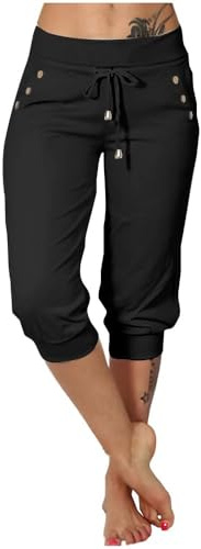 Soulolo Jogginghose Damen Caprihose Sporthose Sommer 3/4 Lang Sport Sweathose Casual Capri Hose Elegant Bequem Sommerhose Yoga Fitness Activewear