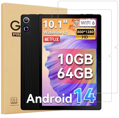 elitegadget 2 Pack Glass Screen Protector for ROWT Tablet 10 inch Android 14, Octa-Core, 10GB RAM 64GB ROM 1TB Expandable, Widevine L1 - Tempered Glass Film/High Definition/9H Hardness