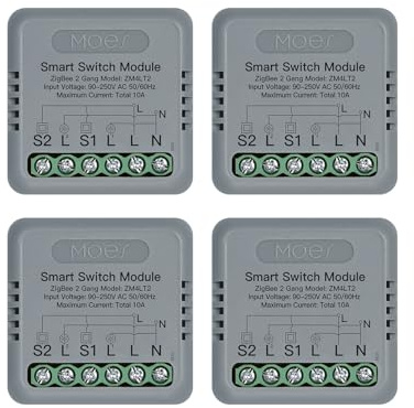 MOES Zigbee Interrupteur d'Éclairage Encastré 2 Voies