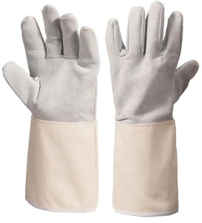 TIEOAXFT Guantes de Soldadura Protección de Manos Premium contra Soldador, Corte, Calor de antorcha, puño de Guante, Soldador TIG, Horno de Parrilla,