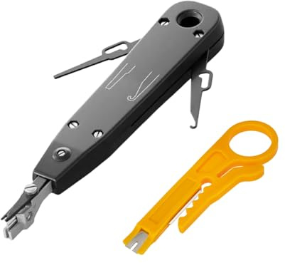 Punch Down Tool, Ethernet Punchdowns Tool, Professional Ethernet Punchdown Tool for RJ45 Socket Cat5/Cat6/Ca7 & Telephone Cable Impact Terminal Insertion Tools with Wire Stripper Combo