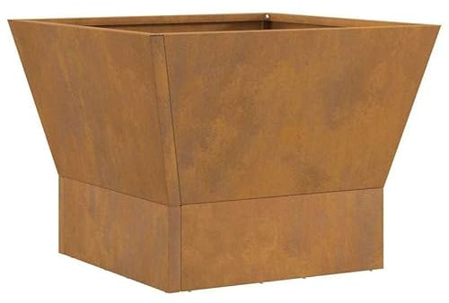 Braciere quadrato 40 x 40 x 30 cm in acciaio corten, falò per giardino, terrazza e campeggio, design durevole in acciaio metallico per avventure all'aria aperta
