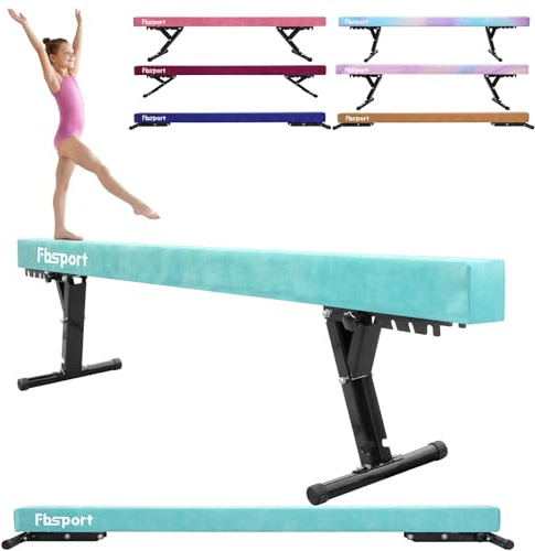 FBSPORT Adjustable Gymnastic Balance Beam 244CM,5 heights Adjustable High and Low Level Floor Beam Highly Stable Gym Practice Training Equipment for Kids