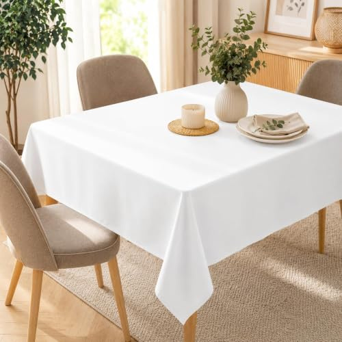 CozyHome&Living Tischdecke Weiß 140x240 cm Knitterarm für Feste und Feiern | Knitterarme weiße Tischwäsche, formstabil und elegant für Hochzeit, Familienfeier, Festtafel und besondere Anlässe
