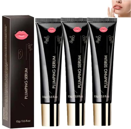 Kollagen Lippenbooster Serum, Lip Plumper, Hyaluronsäure Lippenpflege Öl, Feuchtigkeitsspendendes Lippenöl mit Hyaluronsäure, Lippen Vergrößern, lip plumper extreme volumen (3PC)