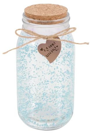 Angoily Botella Deseos Luminosa de Vidrio Grande Azul Frasco de Almacenamiento Multiusos Tapón Frasco para Bricolaje y Decoración Nocturna