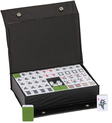 YAGEANNL 3 x 2,25 cm kinesisk majong set, solid struktur lättläst Mah Jongg spel, 144 stycken medium mahjong kakelset, kompletta majong lekset för resefest familjespel