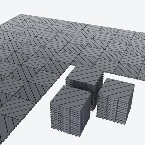 44 pièces Dalles de Terrasse Extérieure Clipsables(30x30 cm),Dalles Clipsables Exterieur,Caillebotis Plastique Antidérapant à Drainage Rapide pour Jardin,Piscine,Balcon