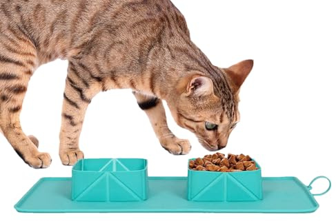 Cuenco portátil para perro, bandeja plegable para alimentos y agua, cuenco de viaje de silicona portátil antideslizante para mascotas, para gato, cachorro, gatito, senderismo, camping, caminar, parque