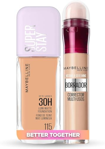 Maybelline New York Pack Base de Maquillaje Lumi Matte, Tono 115 Producto | Pack Base de Maquillaje Lumi Matte, Tono 115 Producto. Para un acabado uniforme y natural en el rostro.