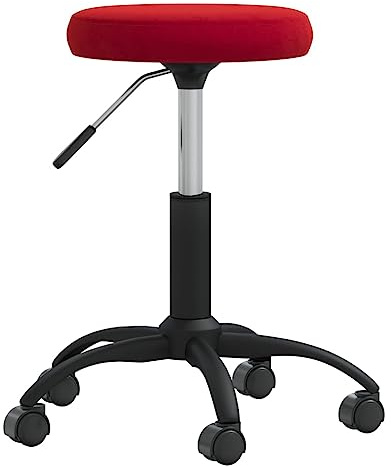 HETFTJN Bürostuhl drehbar Weinrot - Höhenverstellbarer Schreibtischstuhl aus Samt mit Rollen, Polsterhocker mit Gasdruckfeder für Heimbüro und Wohnzimmer, 31 x 42-54 cm