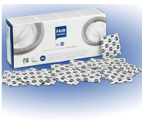 FAIR SQUARED XL Kondome 100 Box 60 mm – Vegane Kondome 100er aus fair gehandeltem Naturkautschuk – Kondom gefühlsecht hauchzart condoms