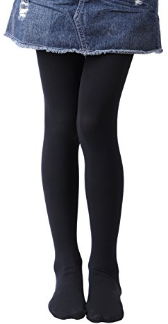 EVERSWE Girls Semi Opaque Footed Tights, Microfiber Tights (11-13, Black)