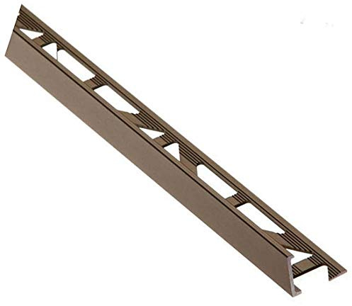 Tile Trim Square Straight Edge L-Shape Aluminium 2.5M Long Used for Tiling Bathroom Kitchen Home & Office TMW Profiles (10 mm, Anodized Chamagne)