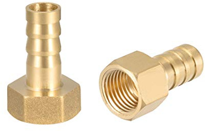 sourcing map Brass Hose Barb Fitting Connector, 10mm Barb G1/4 Female Thread Pipe Adapter, 2Pcs