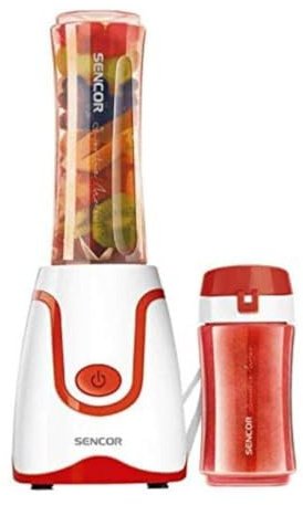 Sencor Ultra-leistungsstarker Smoothie Maker 500W, 2 Tritan-Flaschen 0,6L & 0,3L BPA-frei, Titan Anti-Oxidations-Klingen - Der leistungsstärkste Mini Blender, Ideal für Smoothies, Suppen & mehr - Rot