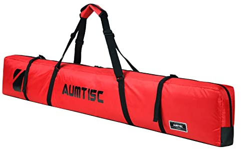 AUMTISC Ski Kit Bags Sac de Sport d'hiver de Voyage Unique Rembourré pour Transporter Les Skis Poche pour équipement avec poignée réglable Rouge 170cm