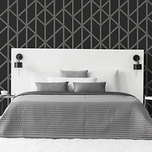Superfresco Panel Glitter Geo Charcoal Wallpaper | Grey Geometric | Eco-Friendly