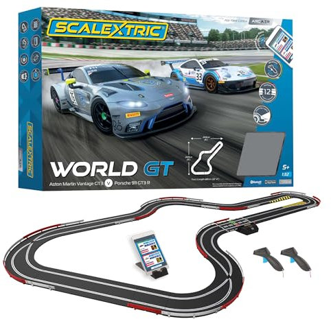 Scalextric Digital Racing Track Sets Age 5+ for Kids - ARC AIR: World GT Race Set - App Controlled Electric Kids Race Track Ages 8+, Slot Car Race Tracks, Multi-Car Racing - 1:32 Scale Boys Birthday Gifts