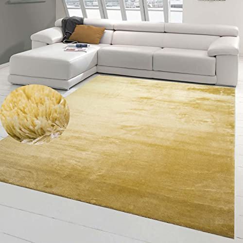 Matt-dröm matta för gästrum – mjuk lugg tvättbar – i guld, storlek 140 x 200 cm