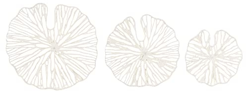 Creative Co-Op Handmade White Coral Shaped Paper & Metal Wall Décor (Set of 3 Sizes)