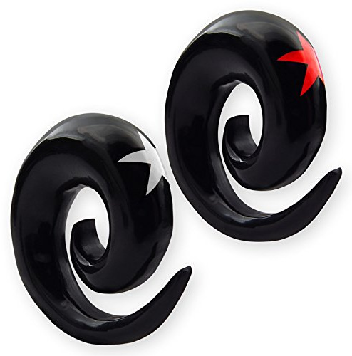 Fly Style Piercing Ohr Expander aus Horn und Knochen - Dehnschnecke Dehnspirale Dehnungsschnecke Dehnsichel, Grösse:6 mm (Paar), Farbwahl:weiss