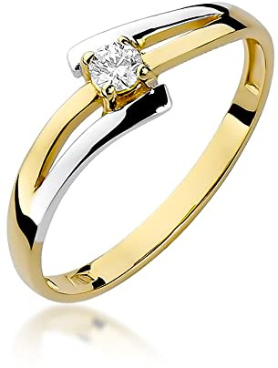 MARKO Gelbgold Klassisch Damen Ring Verlobungsring aus Gold mit 0,10 Karat Diamant - 14 Karat Gold (585) - Goldring für Frauen