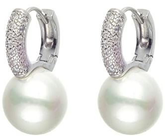 HUGE TOMATO Pärl droppörhängen Pärl Huggie örhängen 12 mm pärl diamantörhängen med allergifria nålar