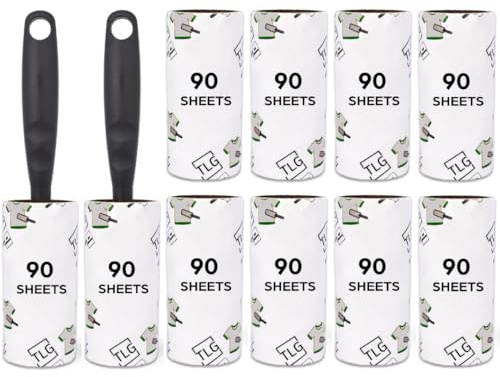 STERUN 2 Lint Roller 900 Sheets With 10 Extra Sticky Refills For Easily & Quickly Removes Dust From Clothes, Cars, Removes Cat, Pets Hair 90 Sheets Per Refill | Lint Roller For Clothes (900 Sheets)